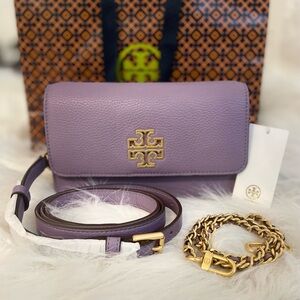 Tory Burch Lavender Crossbody Bag with Gold Accents